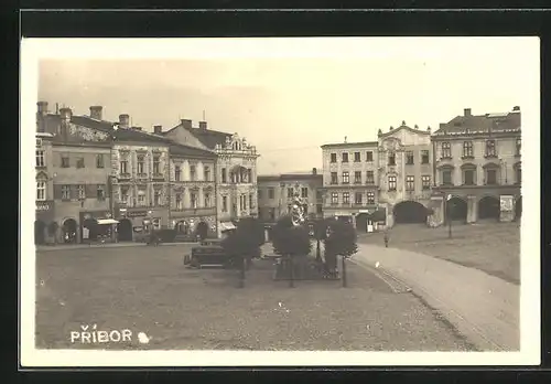 AK Pribor, am Monument auf dem Hauptplatz