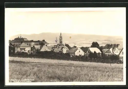AK Freiberg im Sudetenland, Ortstotale mit der Kirche