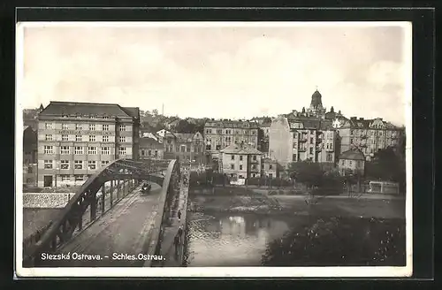 AK Slezska Ostrava, Blick über die Brücke in die Stadt