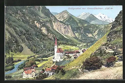 AK Heiligenblut, Gesamtansicht mit Gross-Glockner