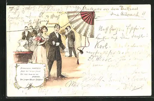 Lithographie Damenwahl im Ballsaal