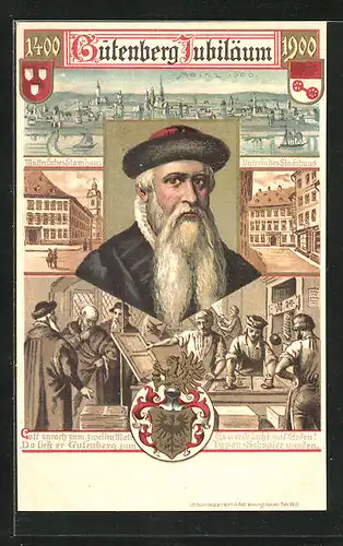 Lithographie Mainz, Gutenberg-Jubiläum 1900