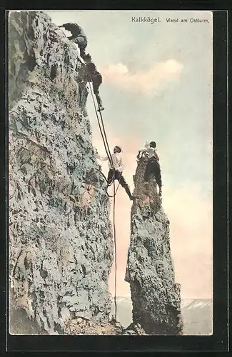 AK Kalkkögel, Wand am Ostturm mit Bergsteigern