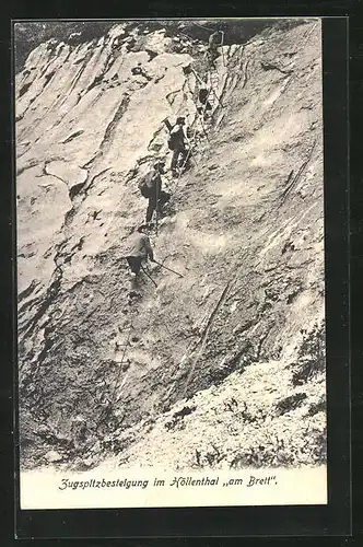 AK Zugspitzbesteigung im Höllenthal Am Brett, Bergsteigen