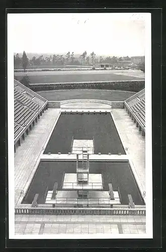 AK Berlin, Reichssportfeld, Blick von der Deutschen Kampfbahn auf das schwimmstadion, Olympia