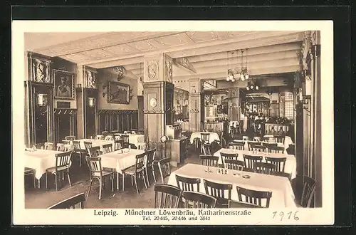 AK Leipzig, Münchner Löwenbräu, Innenansicht, Katharinenstrasse