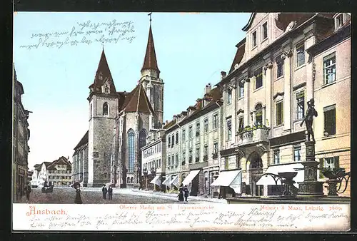 AK Ansbach, Oberer Markt mit St. Johanniskirche