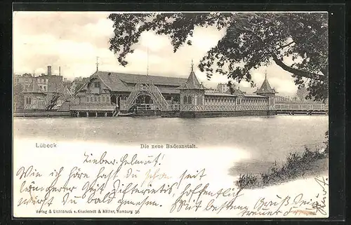 AK Lübeck, Blick zur neuen Badeanstalt