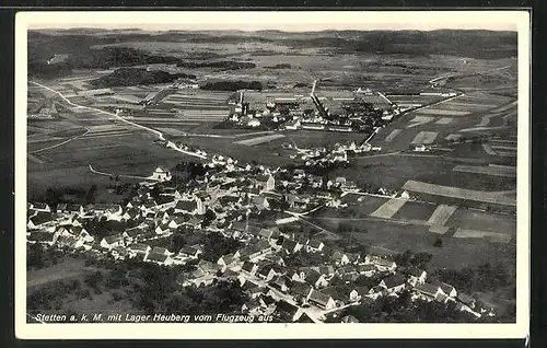 AK Stetten a. k. M., Gesamtansicht mit Lager Heuberg, Flugzeugaufnahme