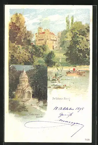 Lithographie Berg, Schloss Berg, Gedächtniskapelle