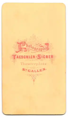 Fotografie Taeschler-Signer, St. Gallen, Theaterplatz, Portrait Edeldame mit Haube und Locken vornehm gekleidet