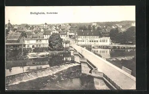 AK Bietigheim, Teilansicht mit Enzbrücke