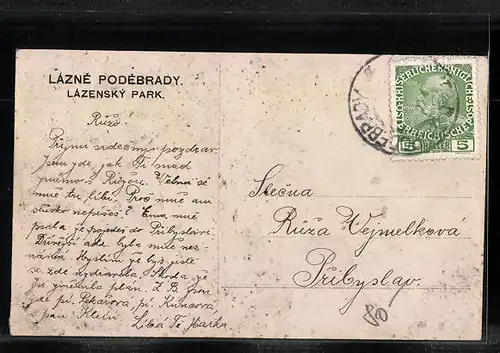 AK Bad Podiebrad / Podebrady, Lazensky Park