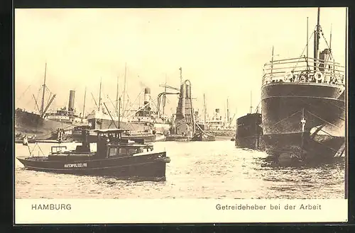 AK Hamburg, Getreideheber bei der Arbeit im Hafen