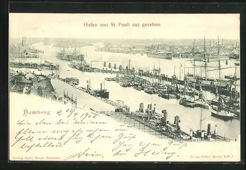 AK Hamburg-St. Pauli, Hafen aus der Vogelschau