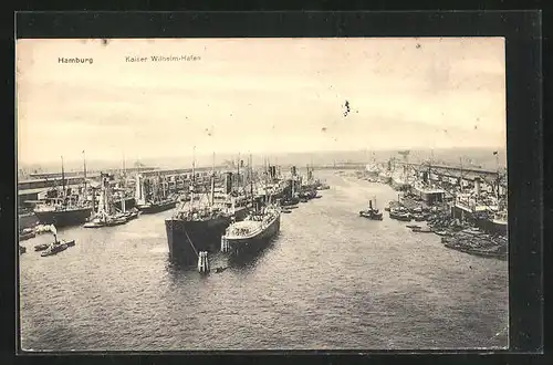 AK Hamburg, Kaiser Wilhelm-Hafen aus der Vogelschau