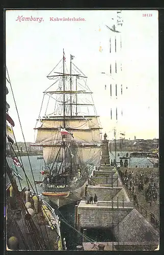 AK Hamburg, Segelschiff im Kuhwärder-Hafen