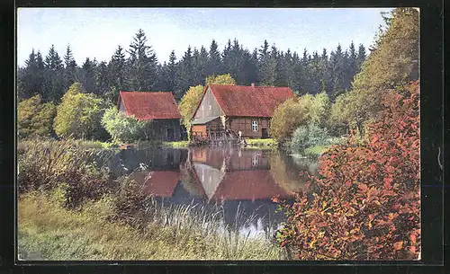 Künstler-AK Photochromie Nr. 3105: Häuser am Ufer eines Sees