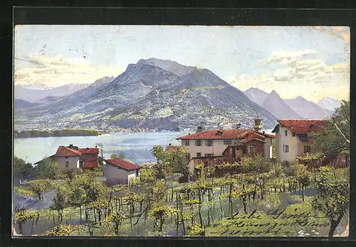 Künstler-AK Photochromie Nr. 3305: Pazallo, Villaggio e Monte Bré