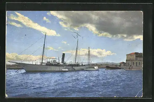 Künstler-AK Photochromie Nr. 1859: Blick auf ein Schiff im Mittelmeer