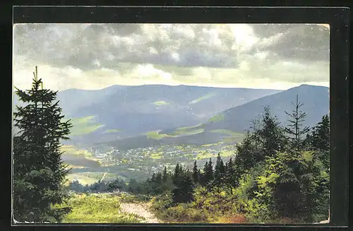 Künstler-AK Photochromie Nr. 4788: Blick ins bewaldete Tal