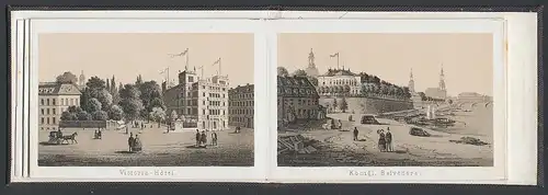 Leporello-Album Dresden, mit 12 Lithographie-Ansichten, Victoria-Hotel, Kgl. Belvedere, Museum