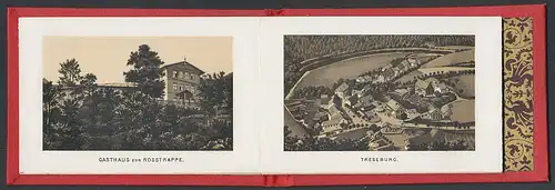 Leporello-Album Treseburg, mit 18 Lithographie-Ansichten, Gasthaus zur Rosstrappe, Hotel Waldkater, Hotel Zehnpfund