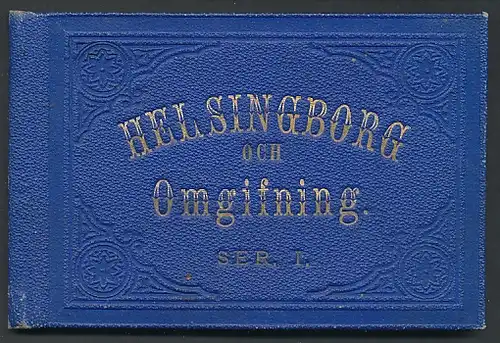 Leporello-Album Helsingborg, mit 12 Lithographie-Ansichten, Ramlösa Brunns Hotell, Jernvägsgatan, Stationen