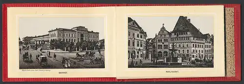 Leporello-Album Braunschweig, mit 18 Lithographie-Ansichten, Bahnhof, Polytechnikum, Lessingplatz