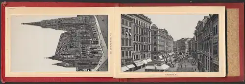 Leporello-Album Wien, mit 28 Lithographie-Ansichten, Graben, Stefanskirche, Rudolfskaserne