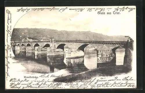 AK Trier, Blick auf die Moselbrücke