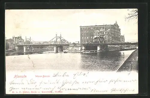 AK Hameln, Blick auf die Weser-Brücke