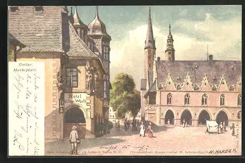 AK Goslar, Hotel Kaiser Worth, Blick auf den Marktplatz