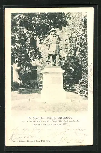 AK Bielefeld, Denkmal des Grossen Kurfürsten enthüllt 1900