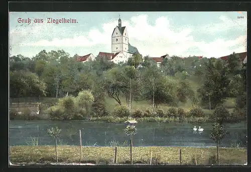 AK Ziegelheim, Flussidylle am Rande der Ortschaft