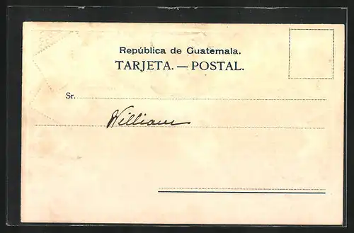 Präge-AK Guatemala, Briefmarken und Wappen