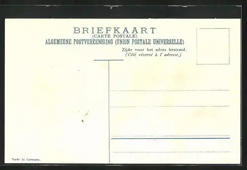 Künstler-AK Niederländisch Indien, Briefmarken & Wappen