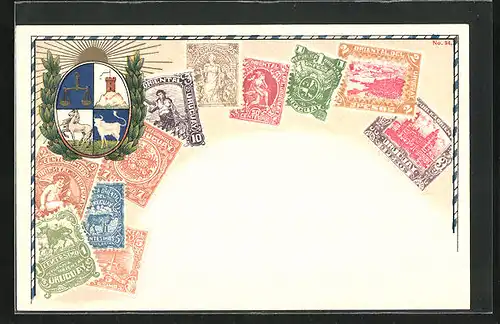 Lithographie Uruguay, Briefmarken & Wappen