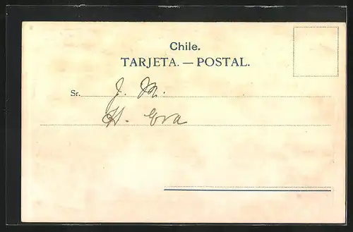 Präge-AK Chile, Briefmarken und Wappen