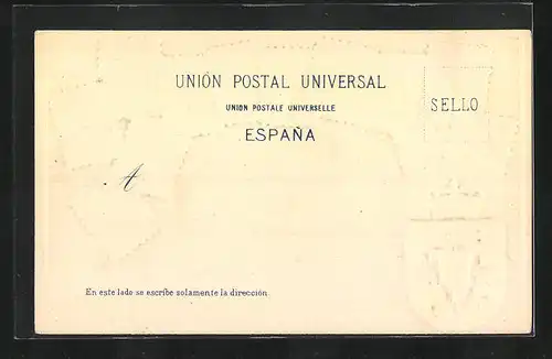 Präge-AK Spanien, Briefmarken und Wappen