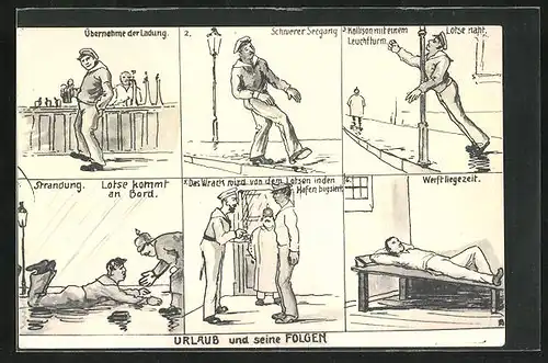 Künstler-AK Urlaub eines Matrosen und seine Folgen
