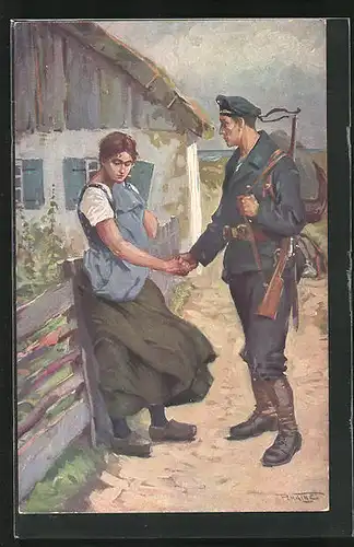 Künstler-AK Matrose verabschiedet sich von seiner Gattin