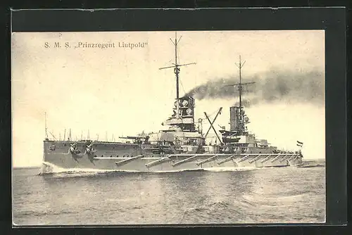 AK Kriegsschiff SMS Prinzregent Luitpold in voller Fahrt