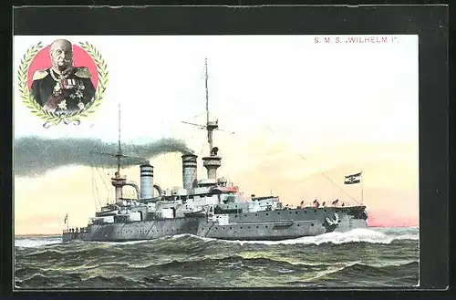 AK Kriegsschiff SMS Kaiser Wilhelm I. auf hoher See