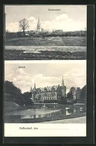 AK Paffendorf, Schloss, Teilansicht mit Kirche
