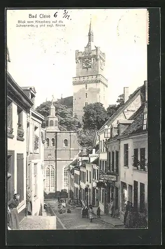 AK Bad Cleve, Blick vom Kloppberg auf die Schwanenburg