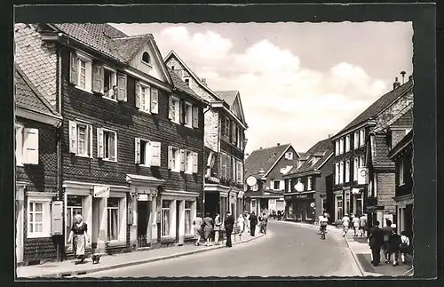 AK Burscheid, Untere Hauptstrasse mit Geschäften