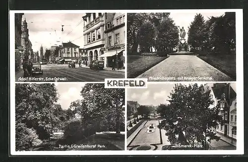 AK Krefeld, strasse, Greifenhorst Park, Friedrichsplatz