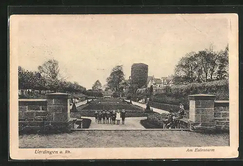AK Uerdingen a. Rhein, Parkanlage am Eulenturm