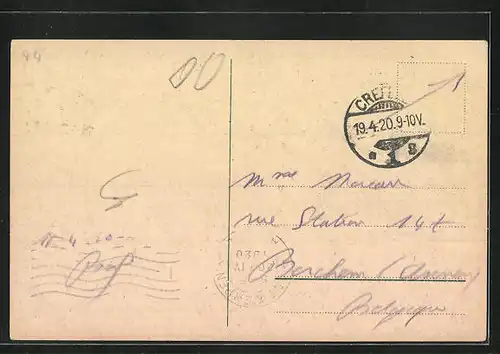 AK Crefeld, Karlsplatz aus der Vogelschau